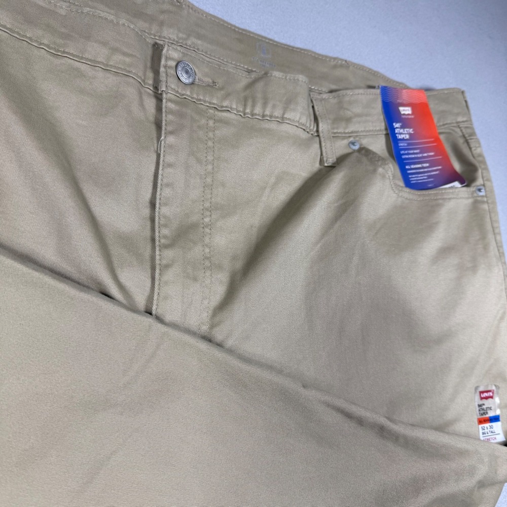 NWT Levis Mens 541 Athletic Taper Khaki Tan Stretch Pants Big & Tall 52x30‎